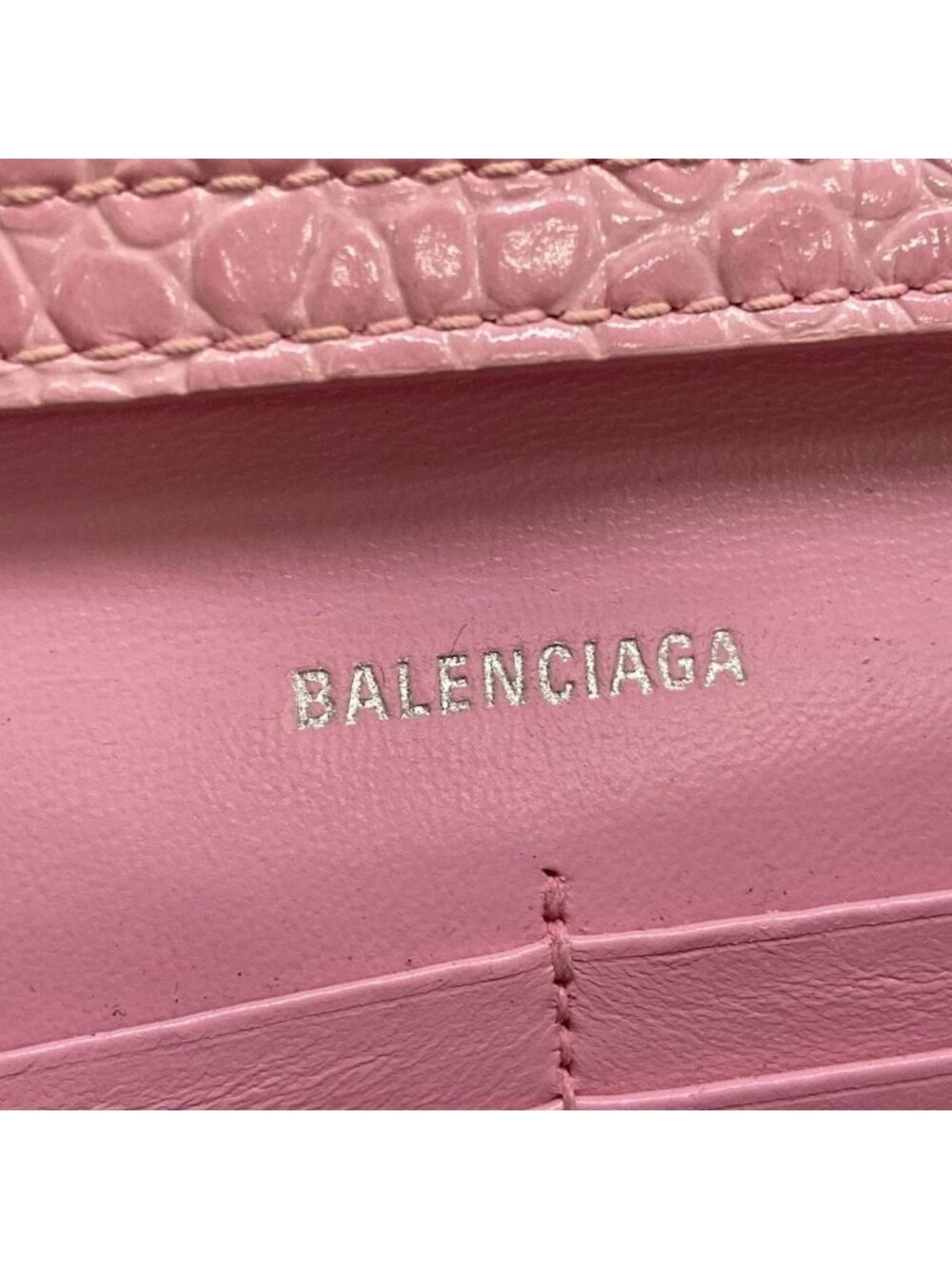 Balenciaga Wallet Hourglass Pink Chain Embossed Leather - Picture 6 of 13